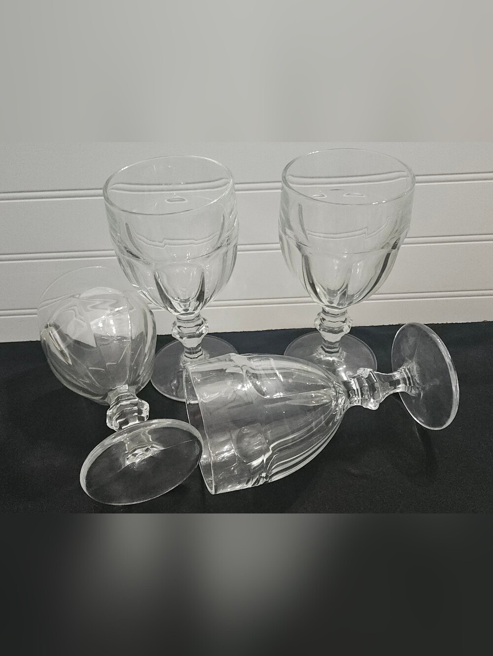 Vintage Set 4 Libbey Gibraltar Clear Stemmed Drinkware Goblets Glasses